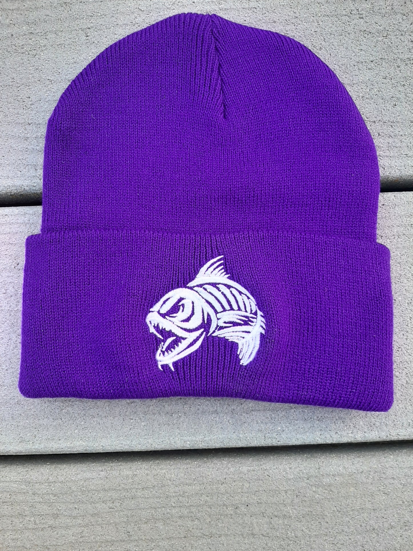 Athletic Purple Knit Beanie With Cuff
