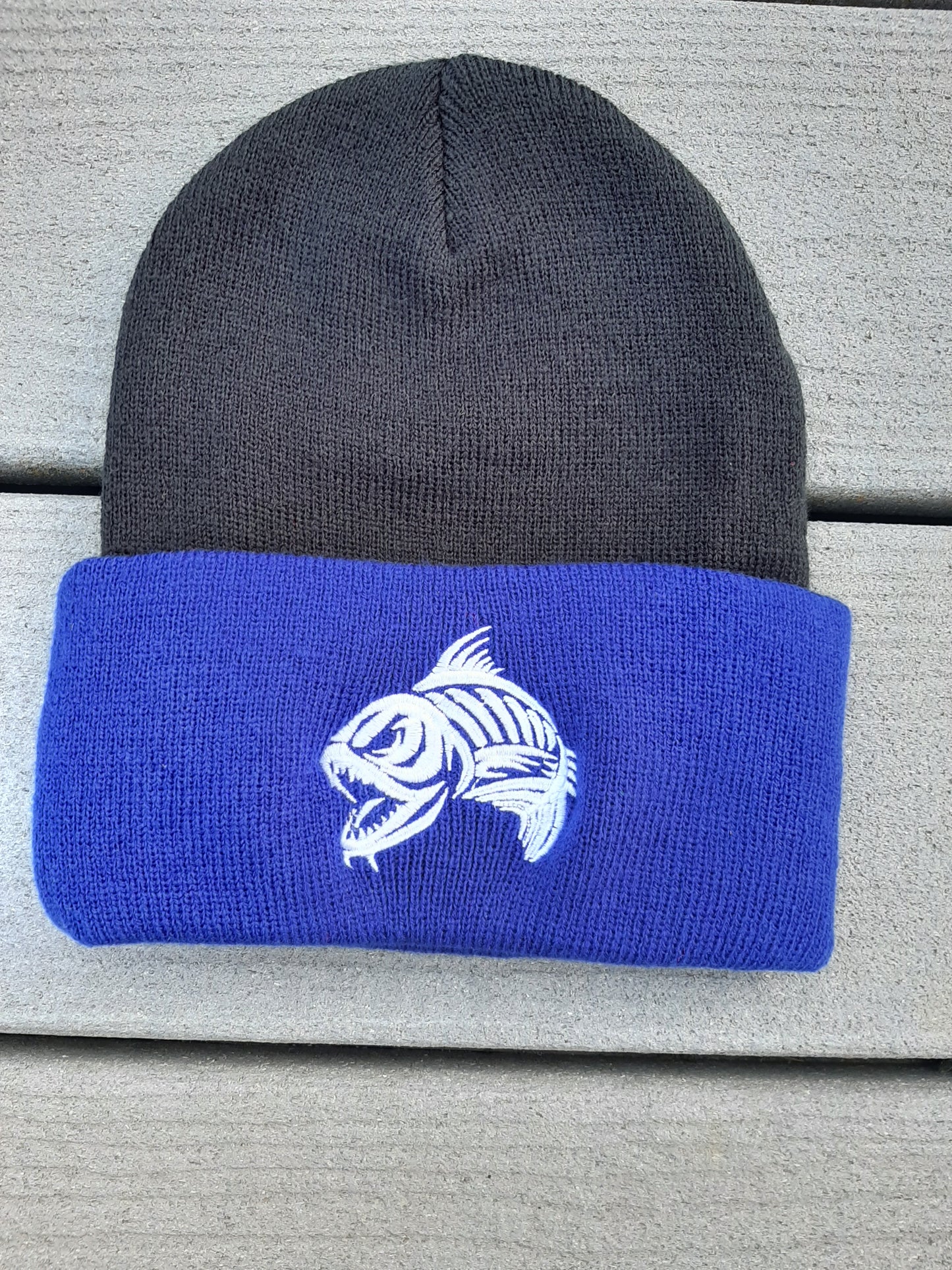 Black And Athletic Royal Knit Beanie With Cuff